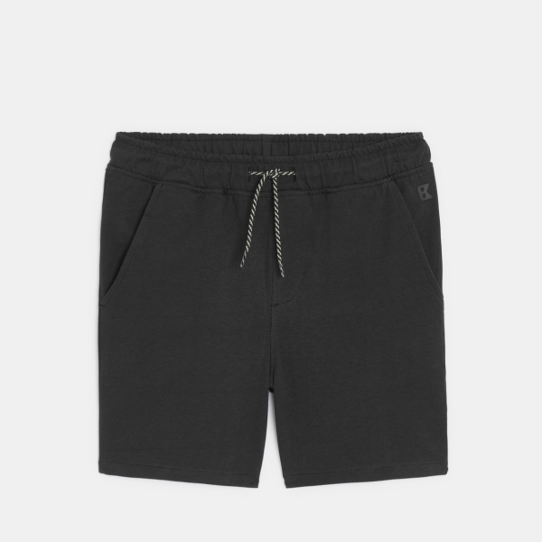 شورت برمودا من القطن باللون الأسود للأولاد